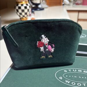 Stubbs & Wootton Dark Green Velvet Toiletry Bag MONOPOLY!